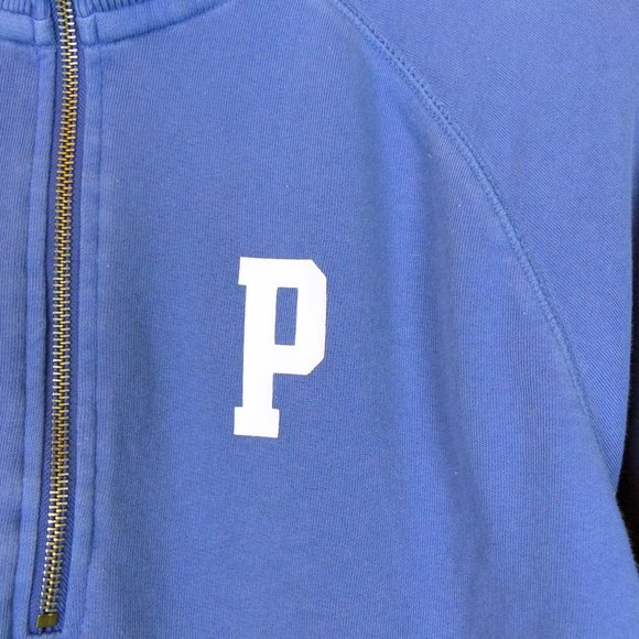 PINK Victorias Secret Sweatshirt Womens M Blue Half Zip Pullover Logo Spell Out - Picture 3 of 14